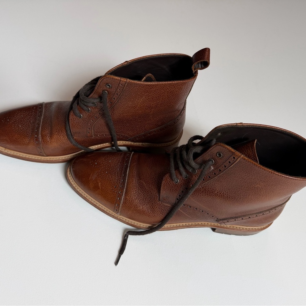 Crosby Square Montgomery Brown Leather Cap Toe Boots Mens 13 Made in Portugal - Picture 5 of 11